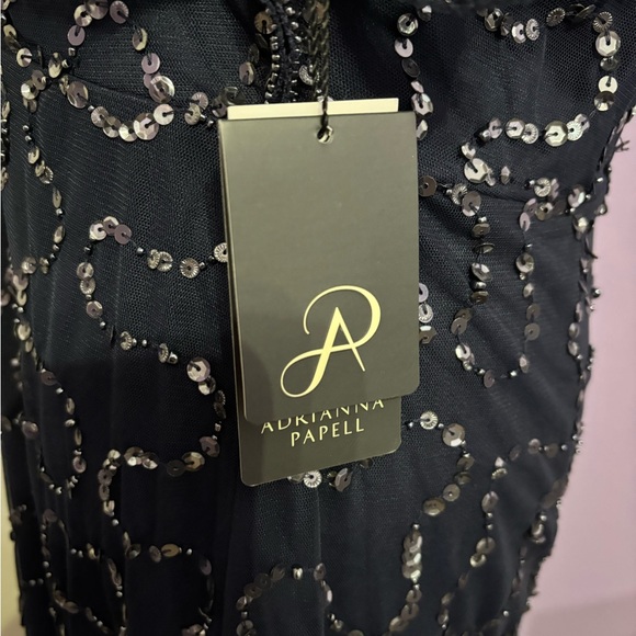 Adriana Papell Black Sequined Midi Gown - Picture 5 of 7